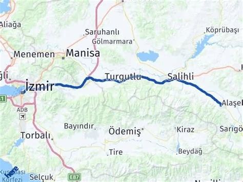 izmir manisa alaşehir arası kaç km
